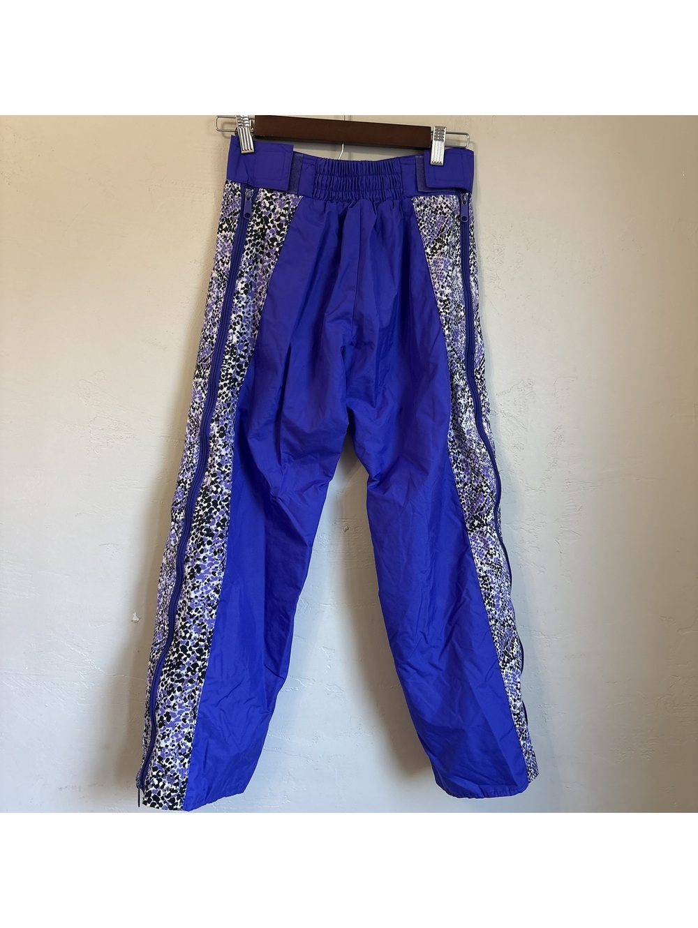 Vintage 90s Zubaz Nylon Full-Zip Warm Up Pants Royal Blue Purple Snakeskin S